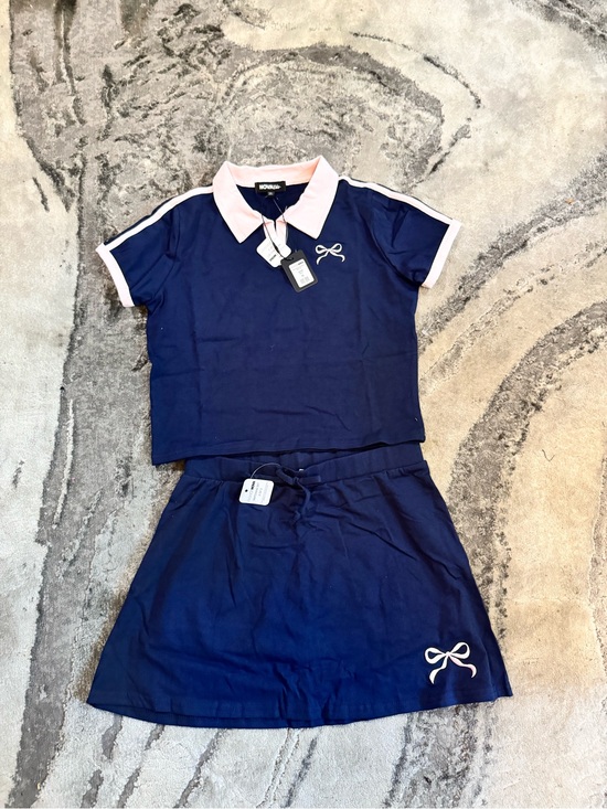 Other - Fashion Nova Navy & Pink Polo Skirt Set - Girls